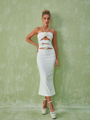 Robe midi dos nu à découpes 