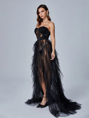 Robe longue en tulle noir 