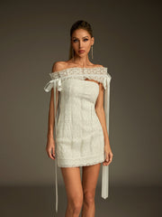 Off Shoulder Embroidered Mini Dress