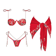Dress Swimwear Swimsuit Underwire Print Bikini Set Biquini Bathingming Suit