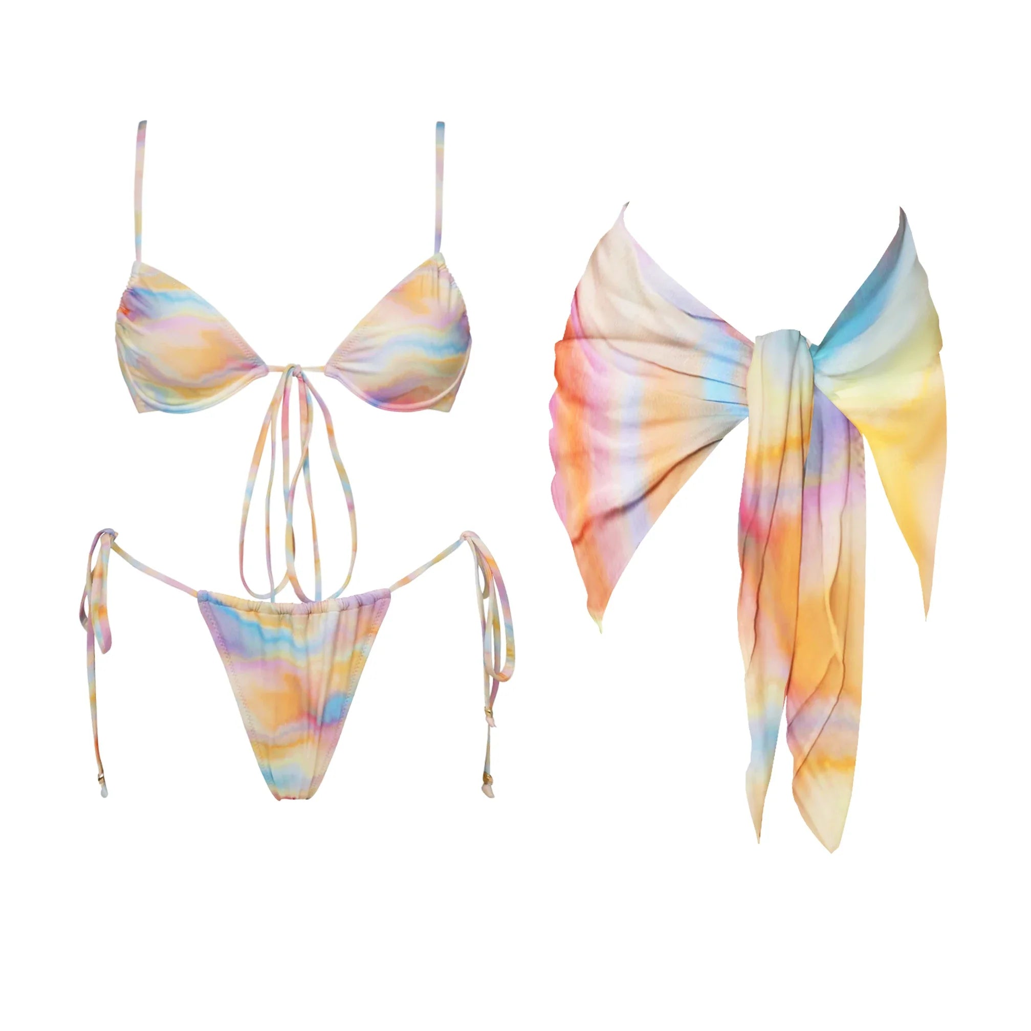 Dress Swimwear Swimsuit Underwire Print Bikini Set Biquini Bathingming Suit
