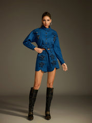 Flower Denim Shorts Set