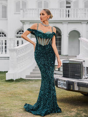 Robe maxi à fines bretelles ornée de spaghettis 
