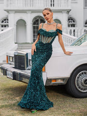 Robe maxi à fines bretelles ornée de spaghettis 