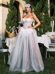 Robe longue bustier en résille