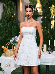 Robe mini bustier brodée de fleurs