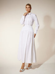 Robe chemise froncée à col 