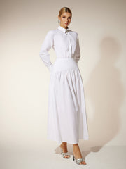 Robe chemise froncée à col 