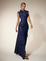 Robe maxi à poches utilitaires zippées 