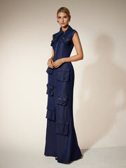 Robe maxi à poches utilitaires zippées 