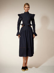 Robe en jean à manches évasées et découpes 