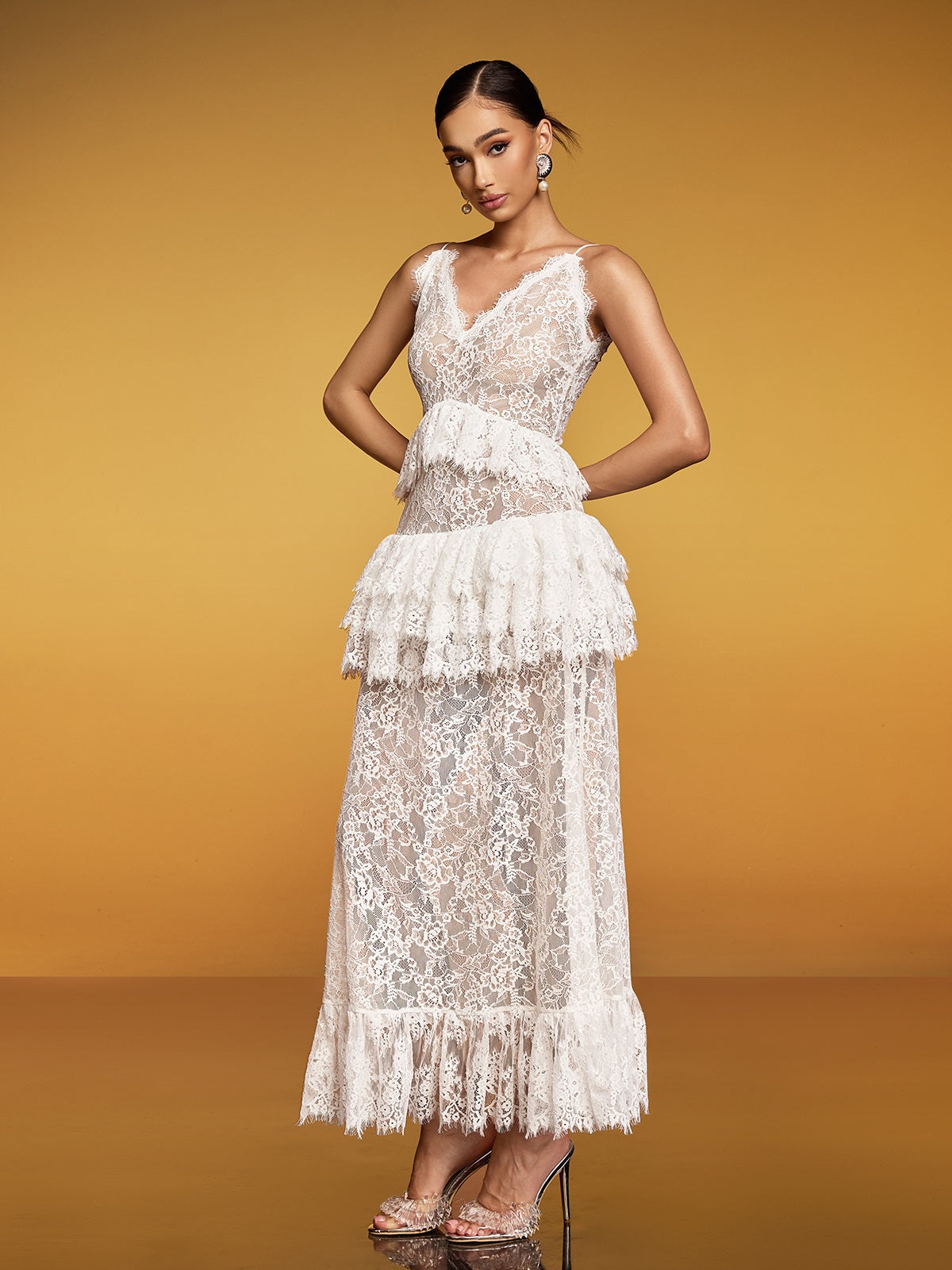 Spaghetti Lace Floral Maxi Dress