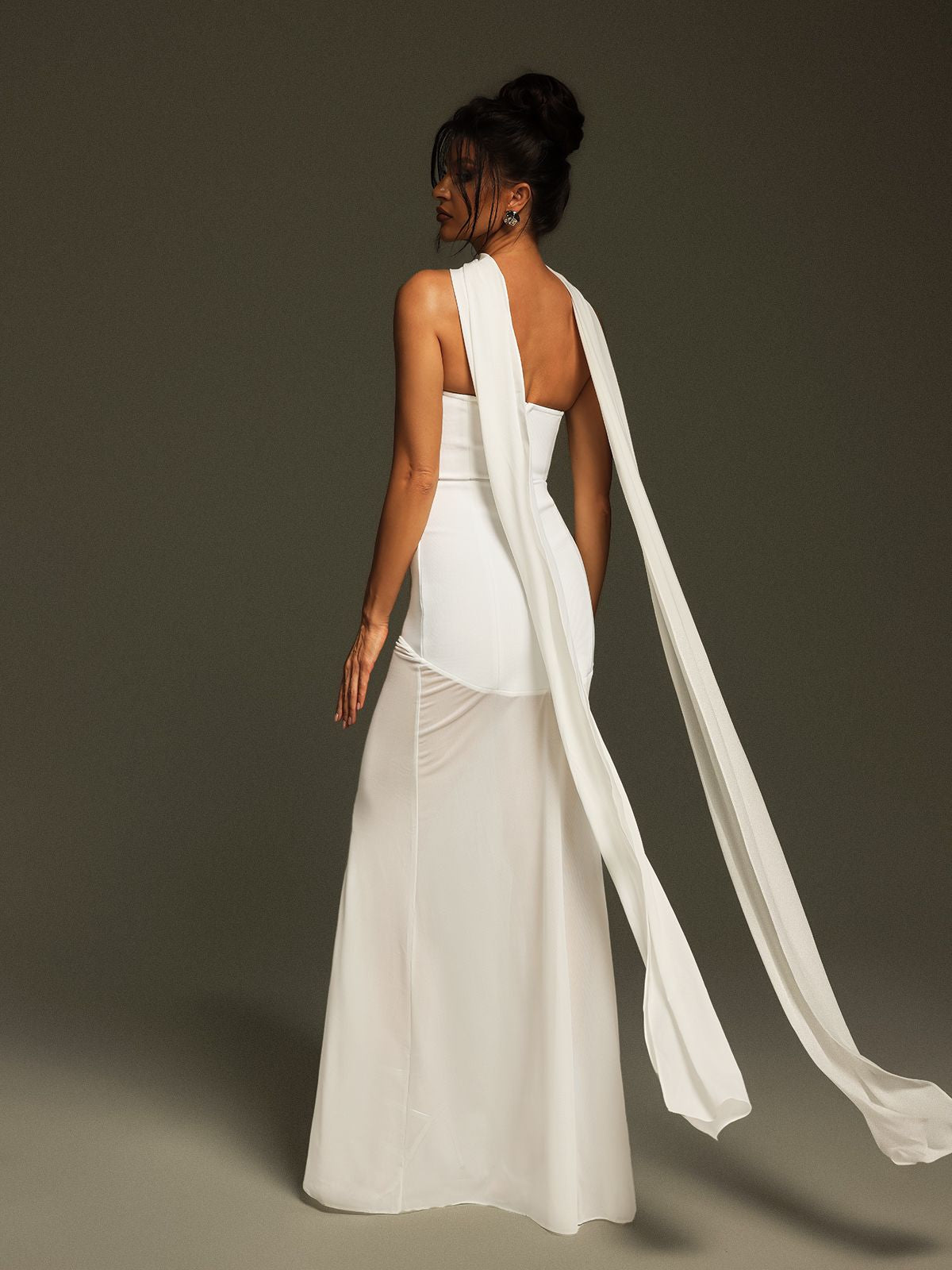 Robe longue bustier drapée à bandage 