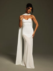 Robe longue bustier drapée à bandage 