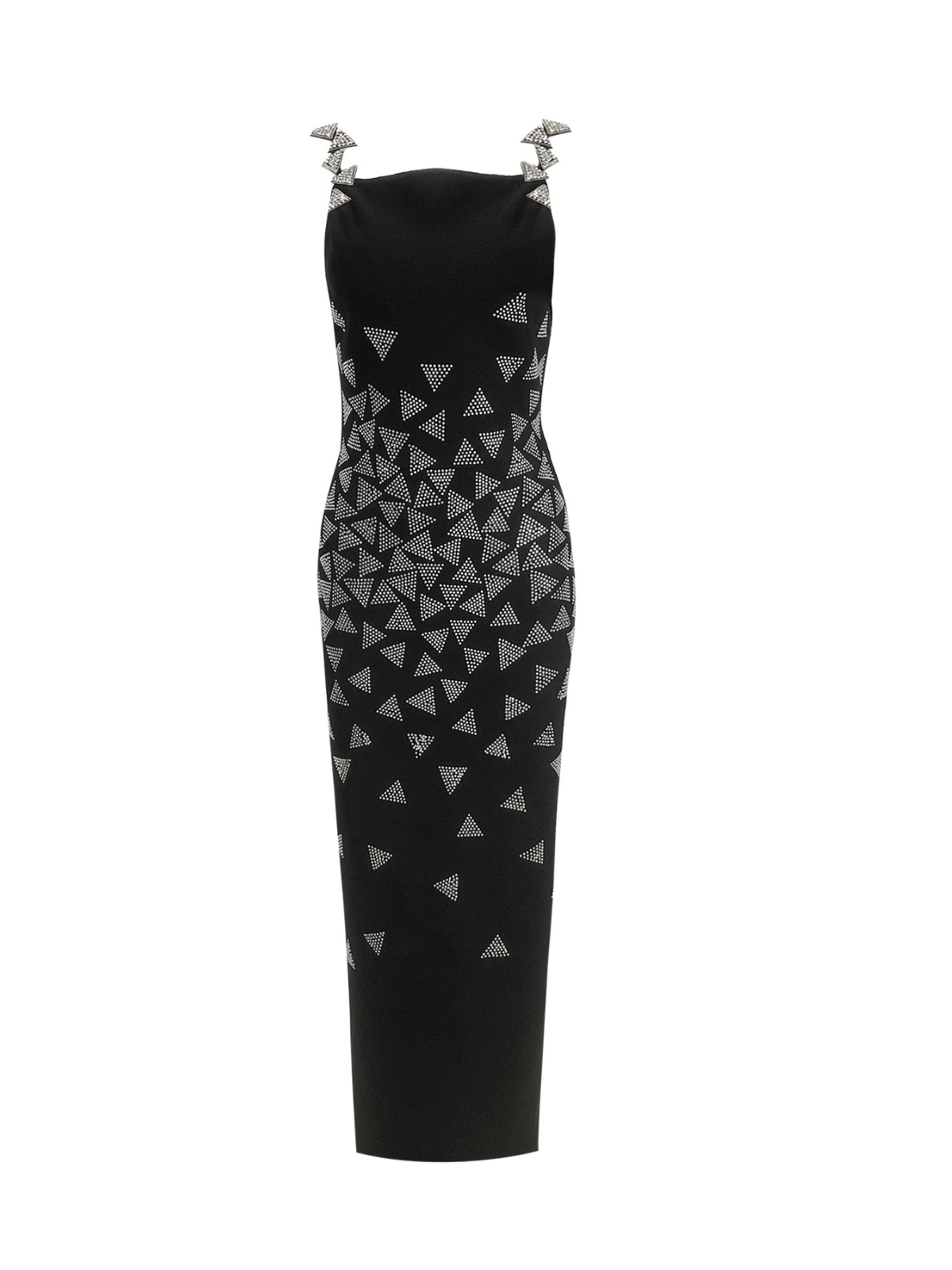 Robe longue à bretelles fines et strass 