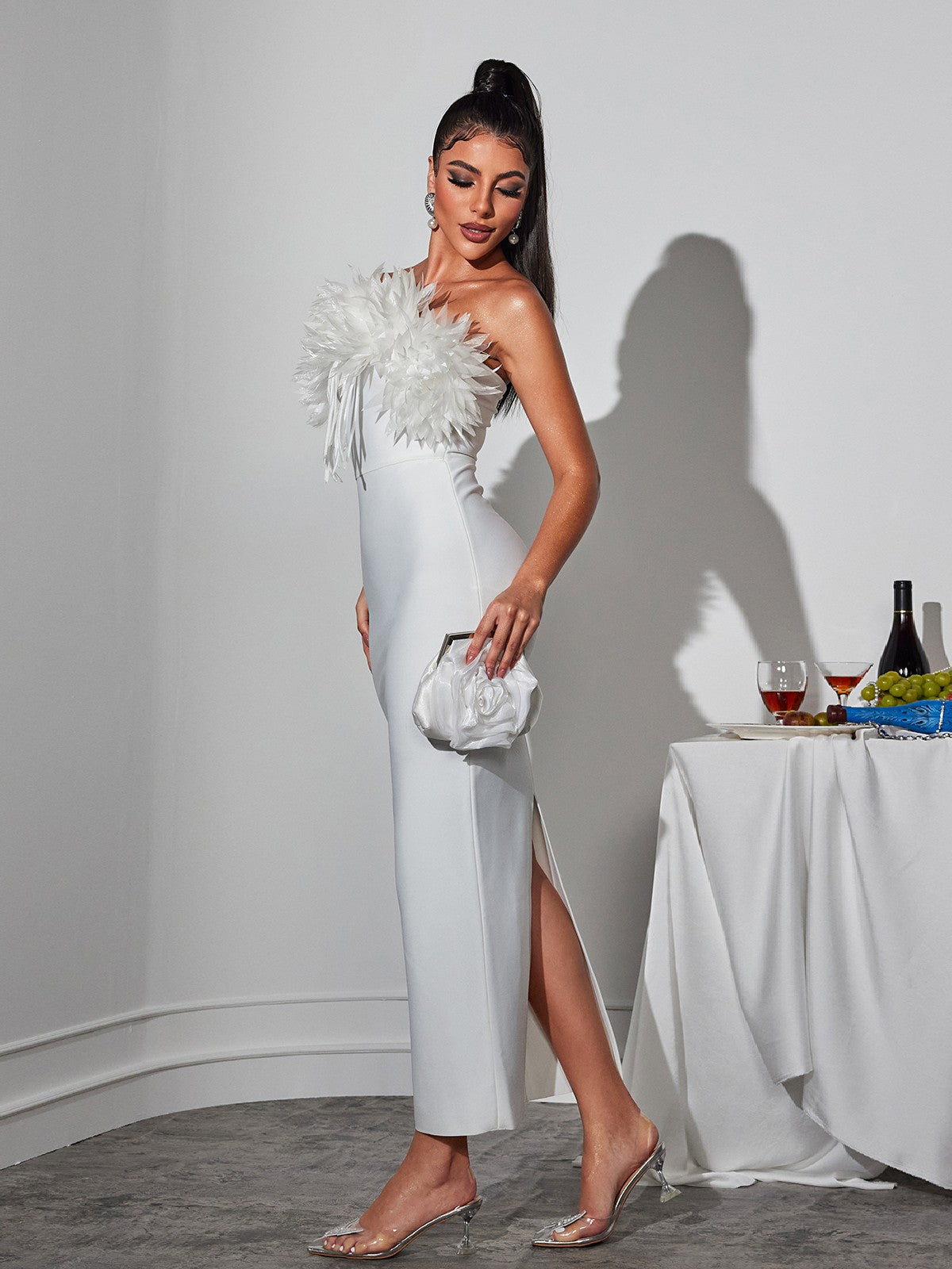 Flower Fringe Bandage Midi Dress