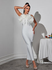 Flower Fringe Bandage Midi Dress