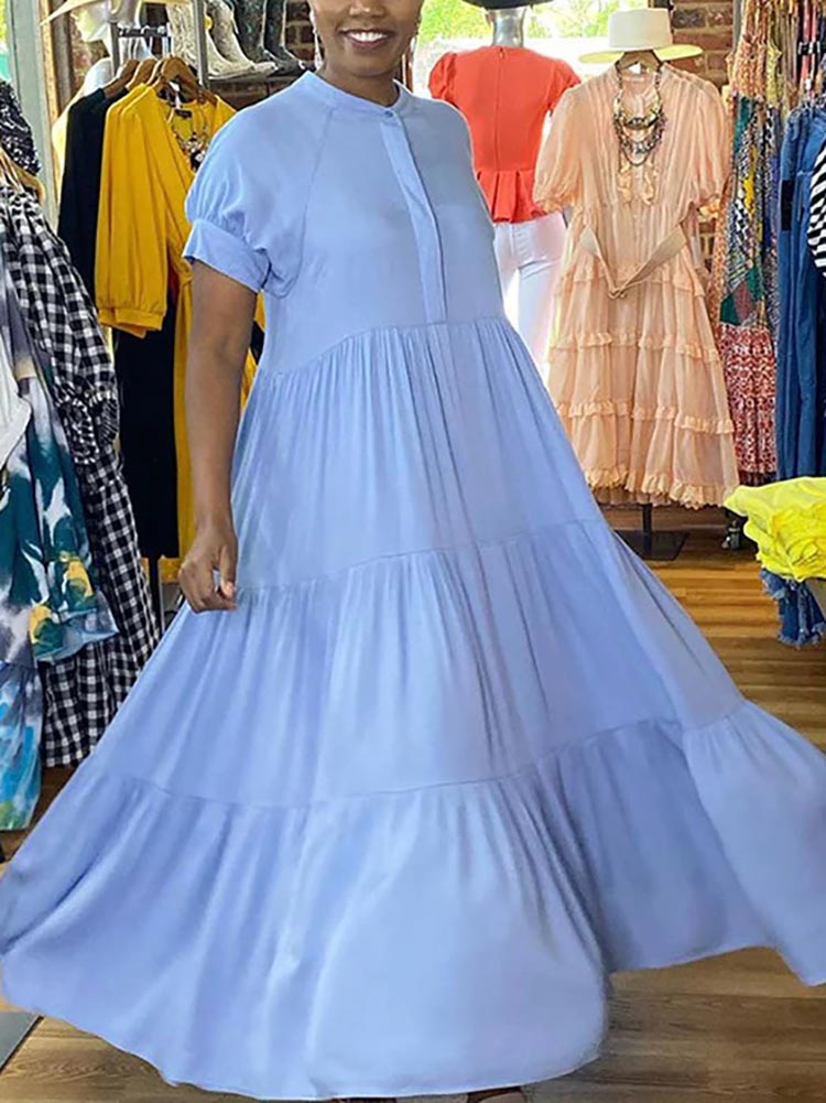 Solid Color Ruffle Dresses
