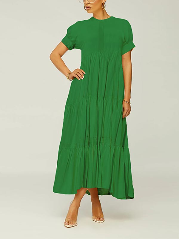 Solid Color Ruffle Dresses