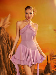 Robe mini à volants dos nu 