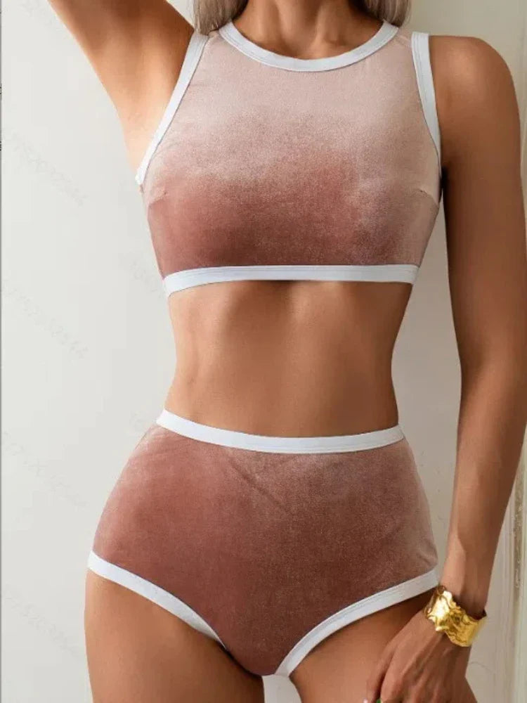 Fashion Bikini Set Two-Piece Swimwear Tummy Control Slim-Fitwear Swim