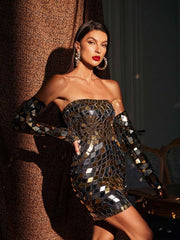 Robe mini bustier en acrylique avec gants 