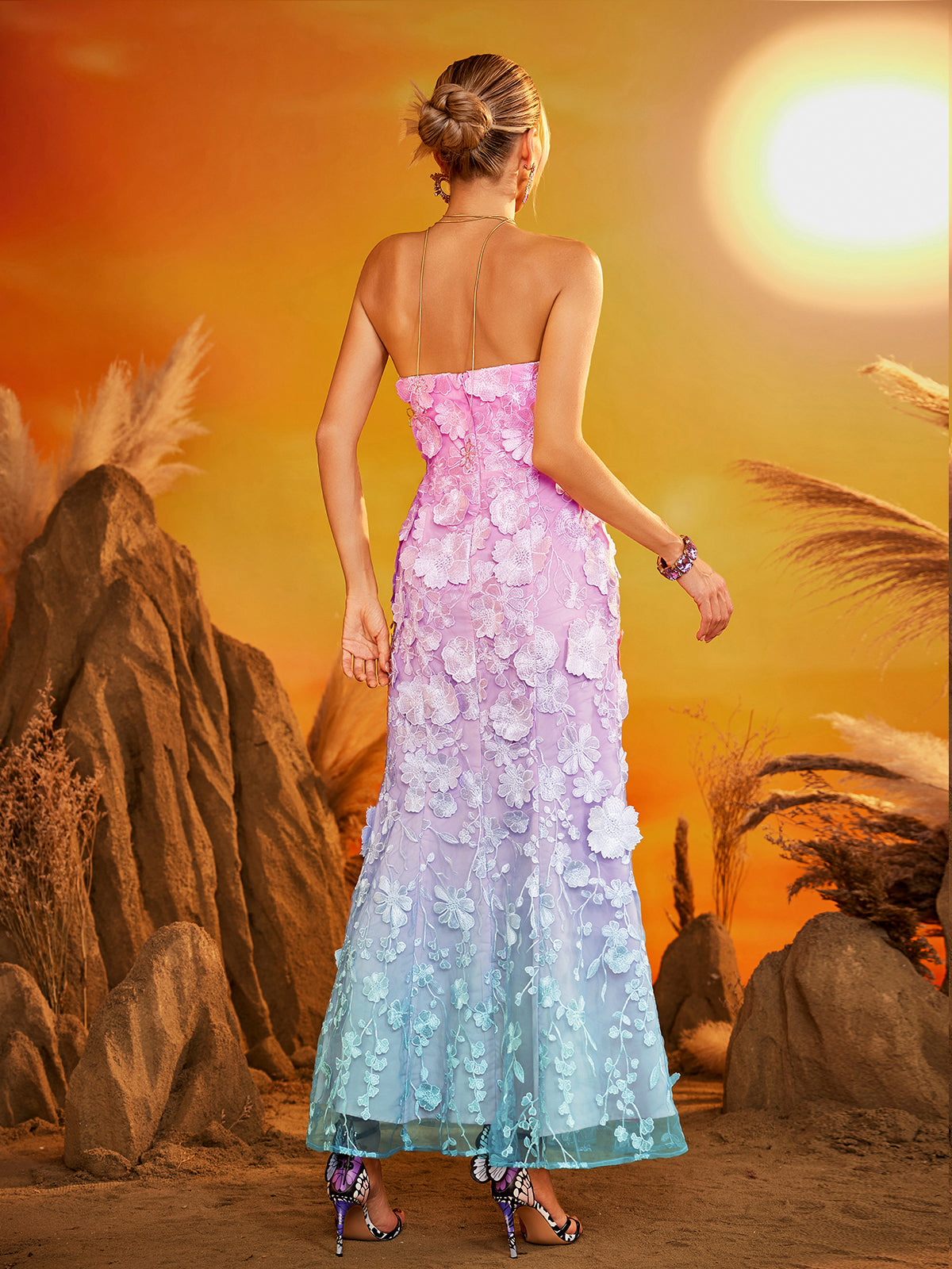 Strapless Floral Maxi Dress