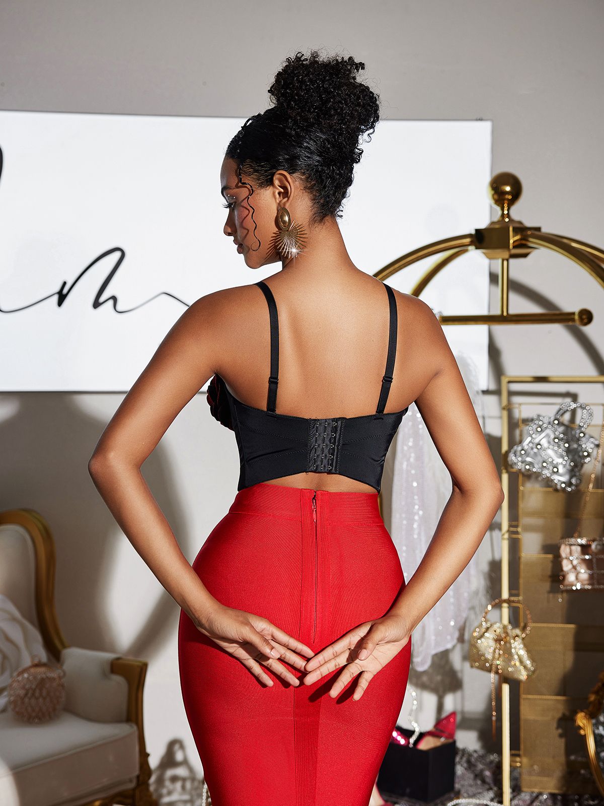 Haut bustier à fleurs spaghetti 