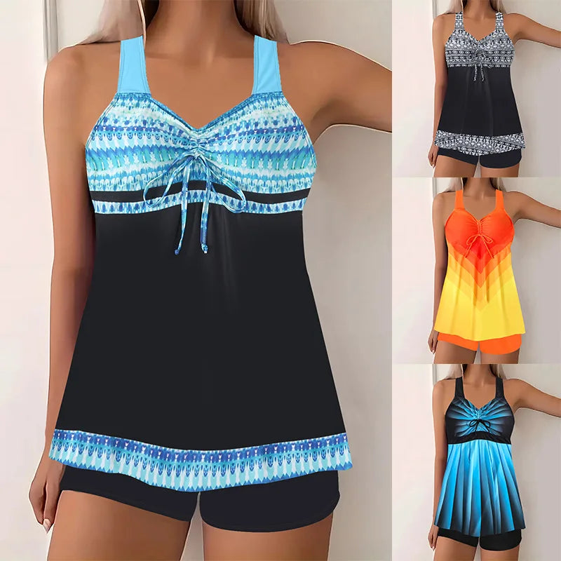 Floral Print Bikini Set with Conservative Two Piece Swimsuit for Comfortable Tankini for Fashion