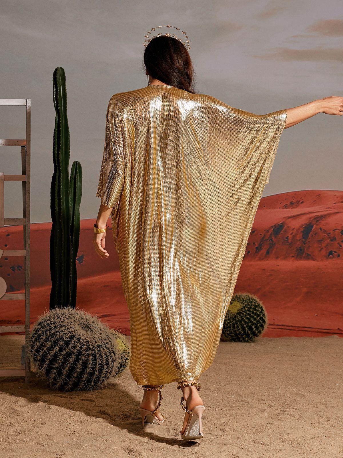 Kaftan en cotte de mailles à col en V 