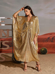 Kaftan en cotte de mailles à col en V 
