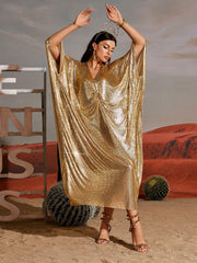 Kaftan en cotte de mailles à col en V 
