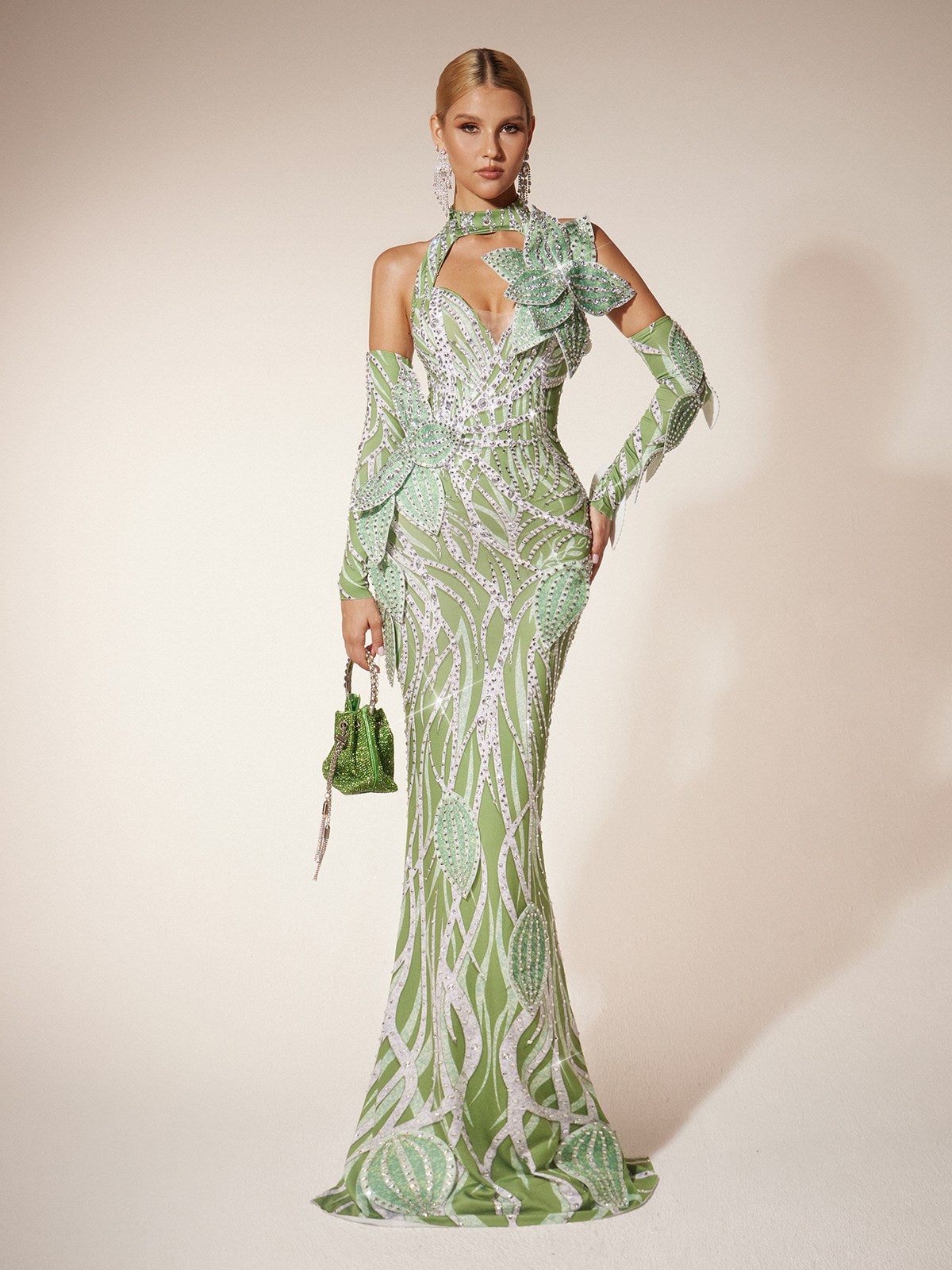 Robe longue Leaf Diamond à manches longues 