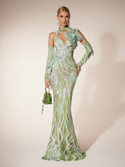 Robe longue Leaf Diamond à manches longues 