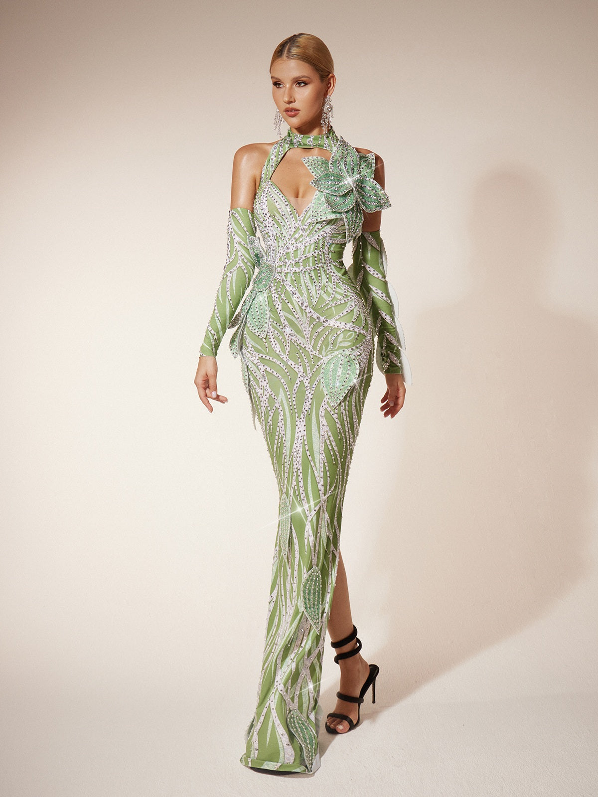Robe longue Leaf Diamond à manches longues 