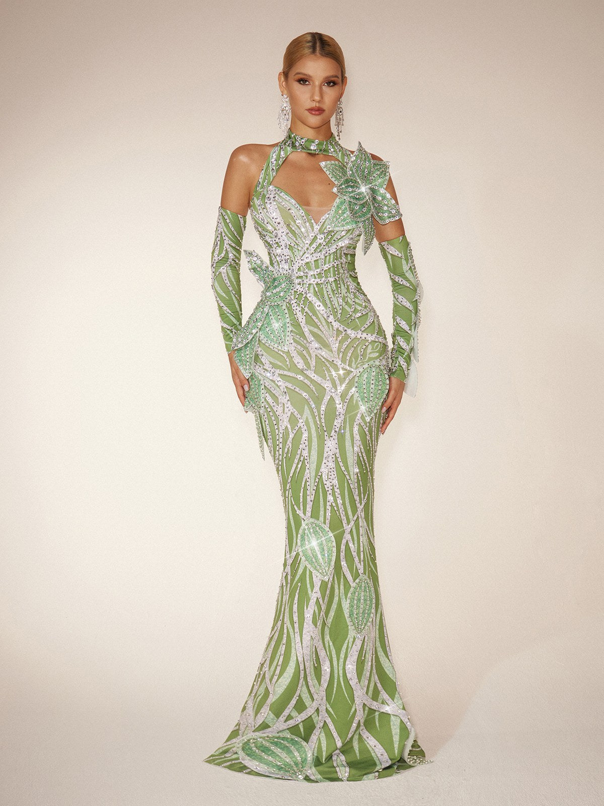 Robe longue Leaf Diamond à manches longues 