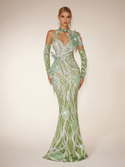 Robe longue Leaf Diamond à manches longues 