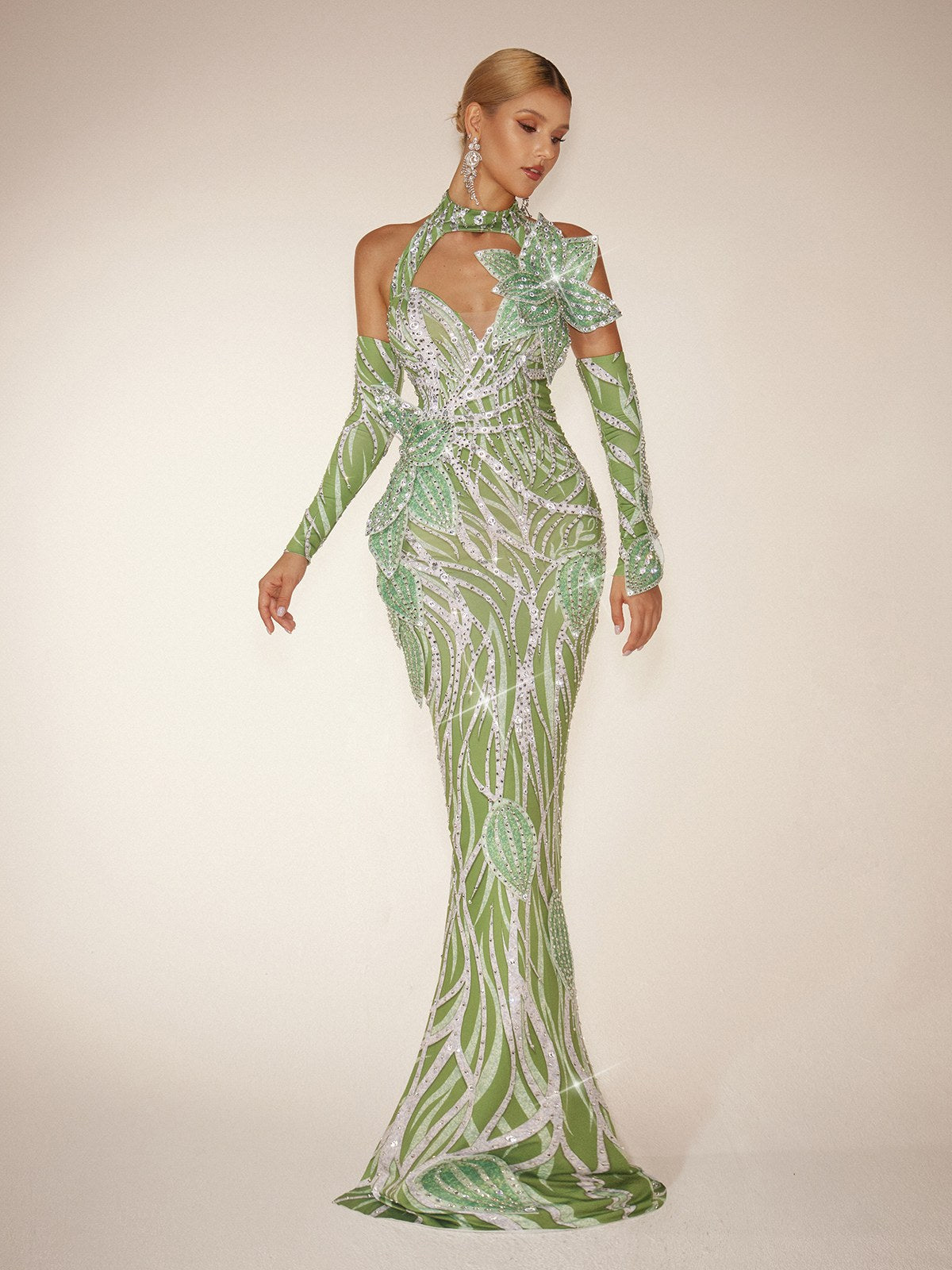 Robe longue Leaf Diamond à manches longues 