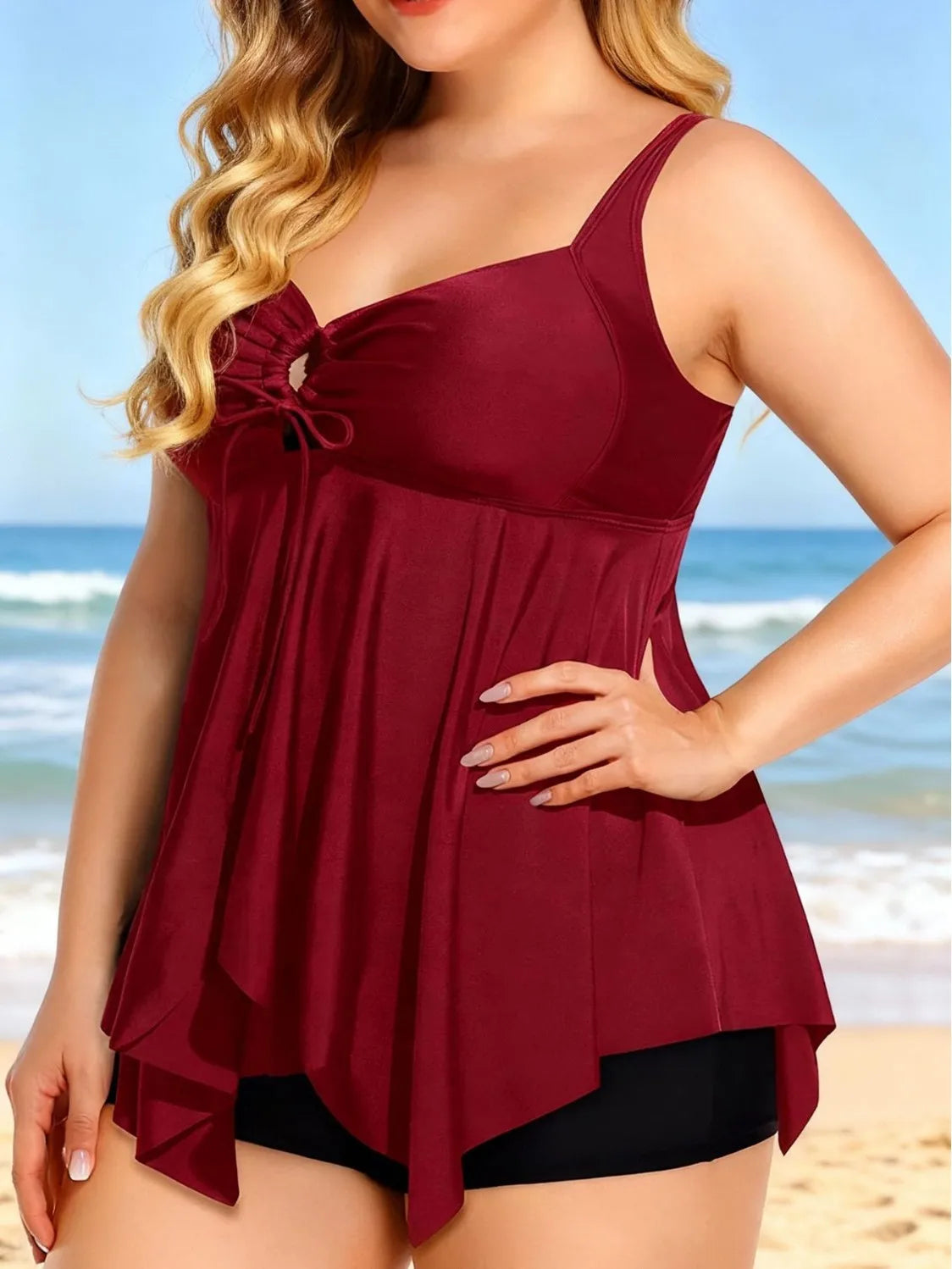 Full Coverage Tankini Set for Boyleg Swimsuit with Print Modest Swimwear Two Piece