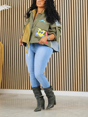 Cropped Contrast Denim Jackets