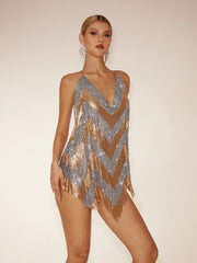 Robe courte dos nu en cotte de mailles 