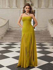 Robe longue bustier à bretelles 