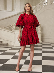 Puff Sleeve Printed Mini Dress
