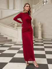 Robe longue maxi en velours à manches longues 
