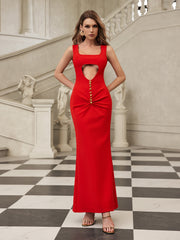 Robe maxi sans manches à bandage cœur 
