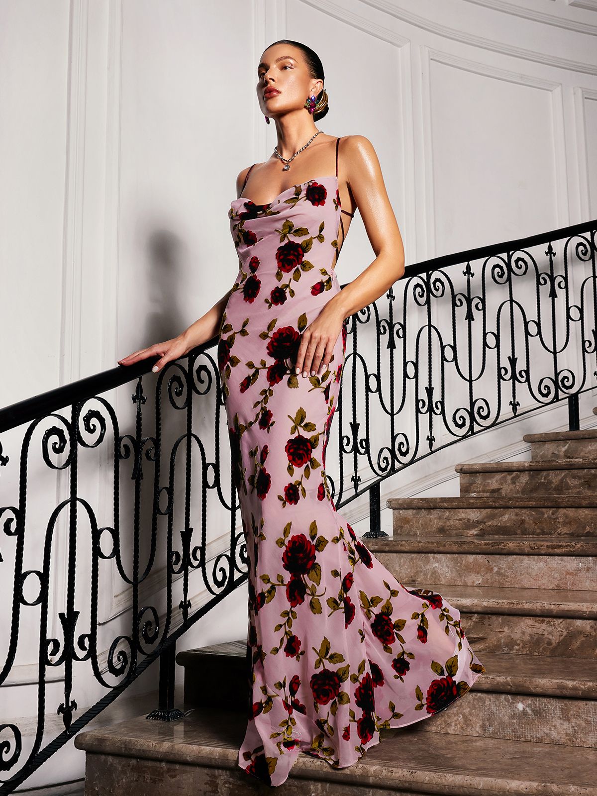 Robe longue à fleurs spaghetti