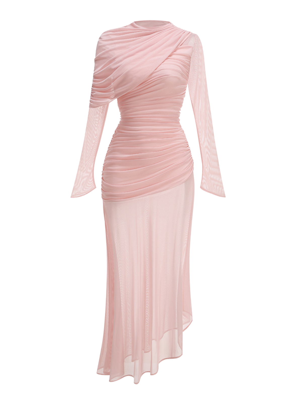 Robe longue maxi en maille à manches longues 