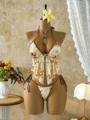 Glitter Sequin Printed Tankini Halter Bikini Two-pieces Bikini Set