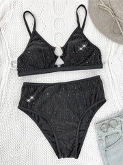Glitter Sparkling Cut Out Bikini Two-pieces Bikini Set
