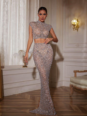 Ensemble jupe en résille strass 